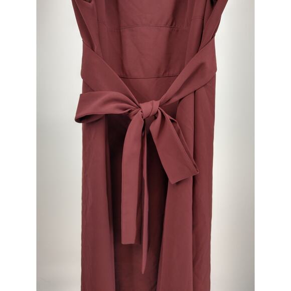 Lane Bryant Lena Dress Plus 20 V-Neck High Low Midi Short Flutter Sleeve Wine - Picture 5 of 10